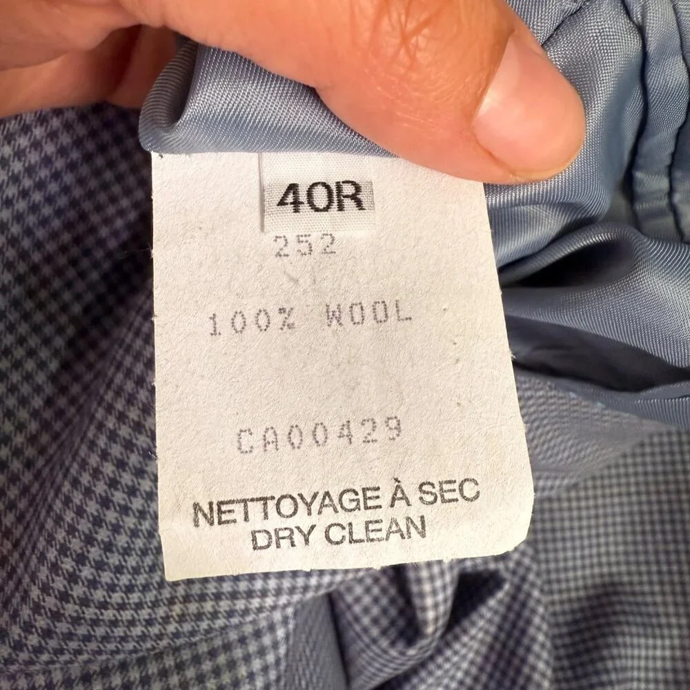 Peter Millar Wool Blazer Sport Coat Mens 40 Regular Blue Gingham Plaid Golf